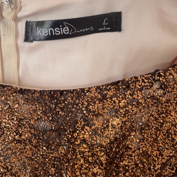 Bronze Sparkly Floral Detail Dress - Picture 4 of 5